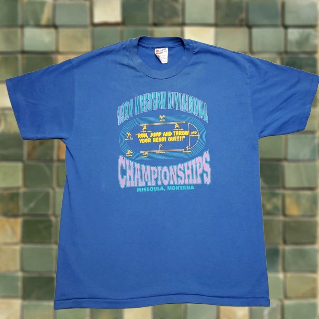 Hanes VINTAGE Hanes Shirt Mens L 1994 Track Field Missoula Montana USA Size US L / EU 52-54 / 3 - 1 Thumbnail