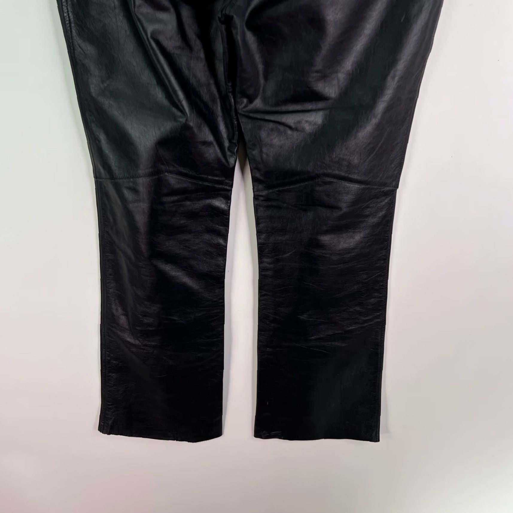 Express VINTAGE Express Leather Lined Pants Women Black Straight Leg 32x32 Size 10 90s Rock Biker Women's Size 32" / US 10 / IT 46 - 6 Thumbnail
