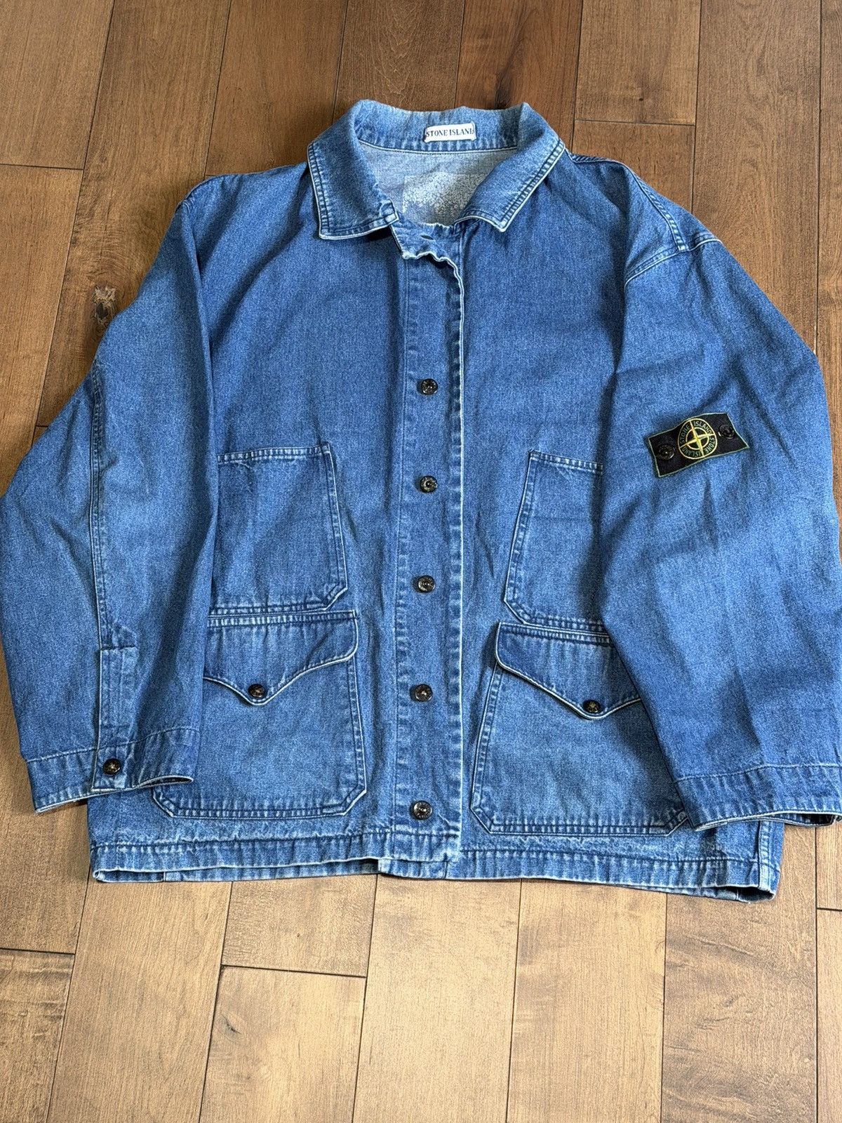Stone Island Stone Island 1987 Denim Carpenter Jacket White Embroidery Size US XL / EU 56 / 4 - 1 Thumbnail