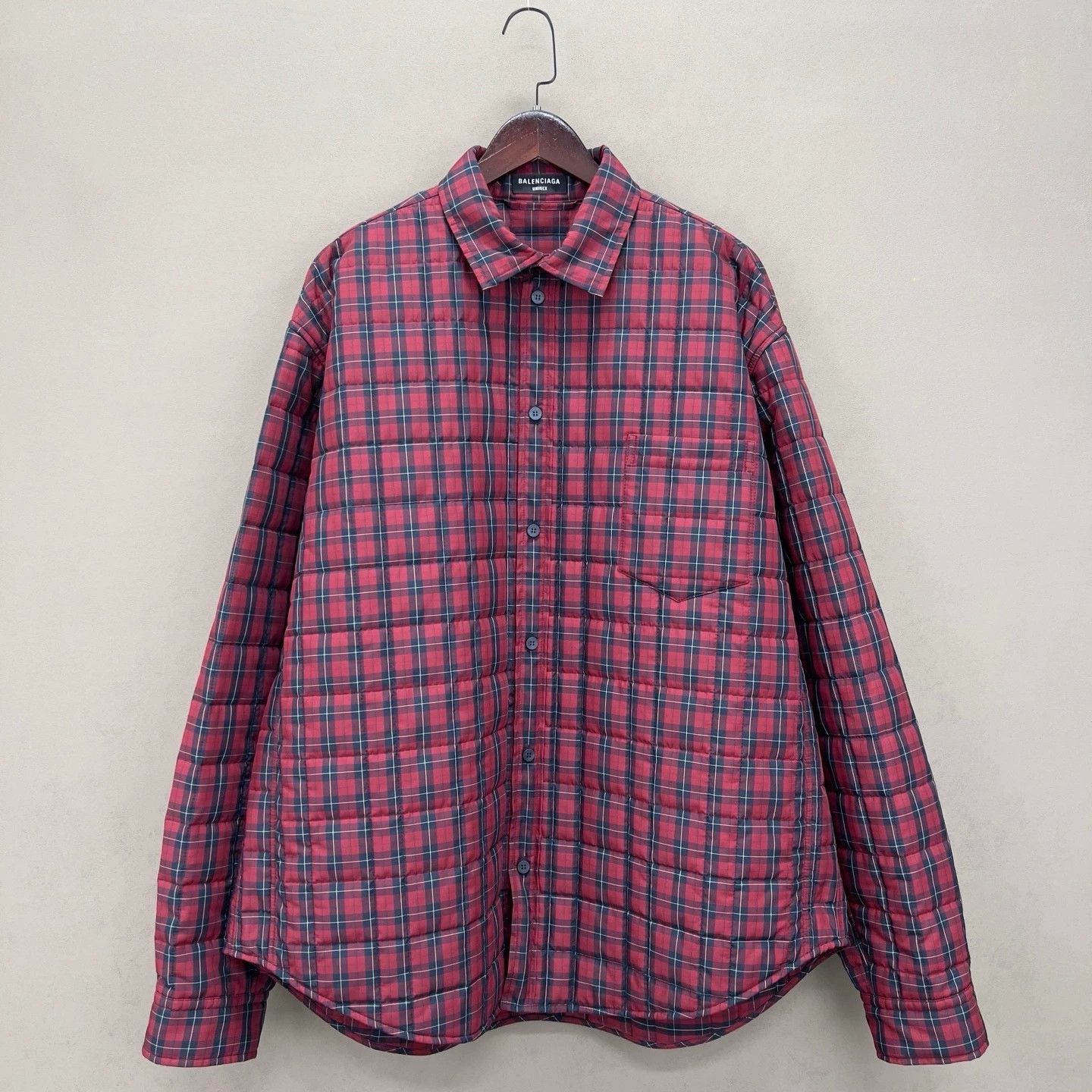 Balenciaga red and black checkered cotton shirt Size US L / EU 52-54 / 3 - 1 Thumbnail