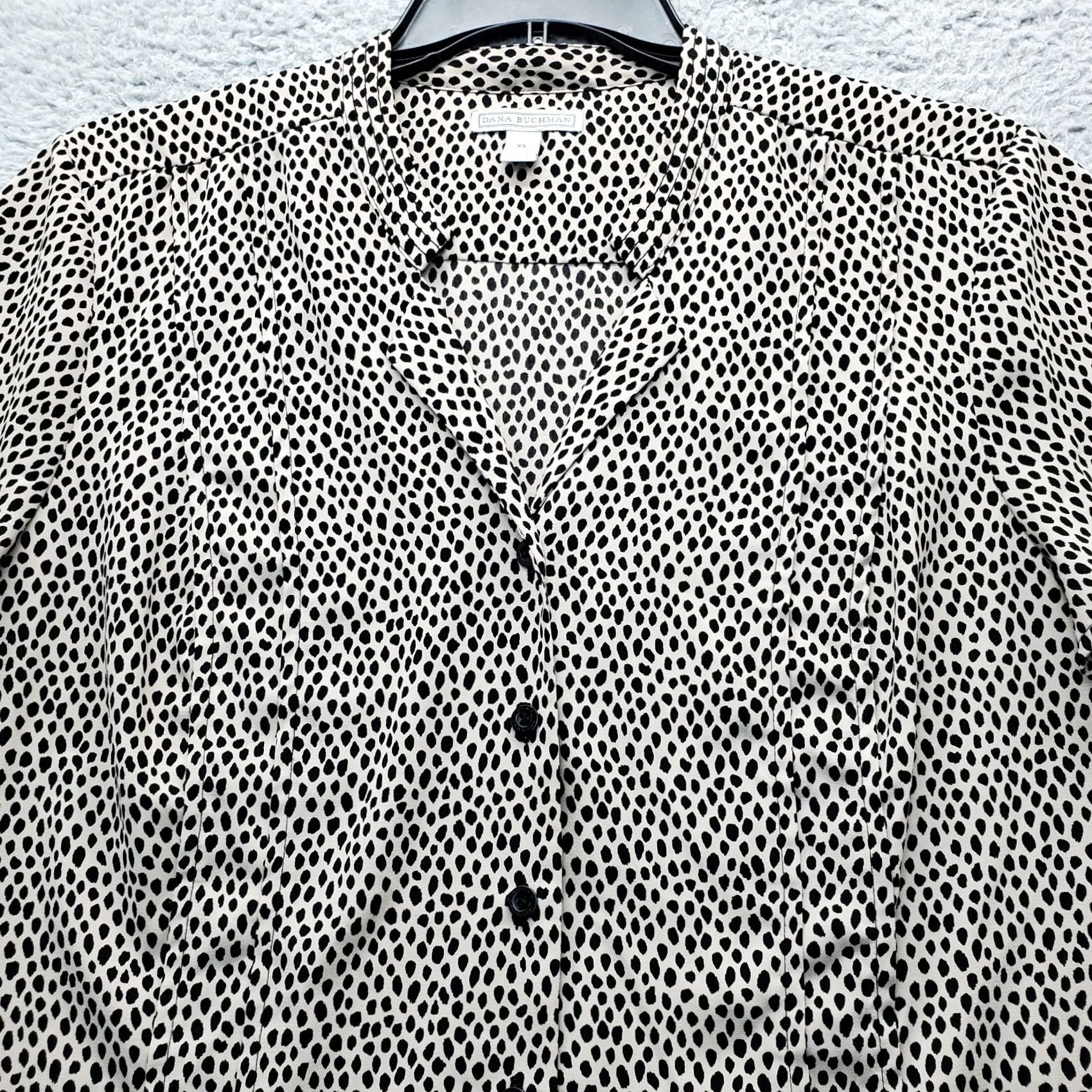 Vintage Dana Buchman Shirt Womens XL Mult Dalmatian Print Short Sleeve Button Front Size XL / US 12-14 / IT 48-50 - 5 Thumbnail