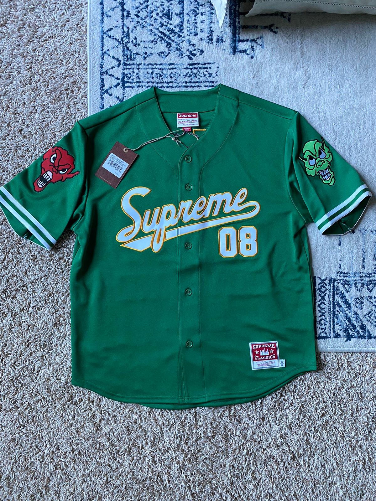 Supreme x Mitchell & Ness Men's Satin Baseball Jersey