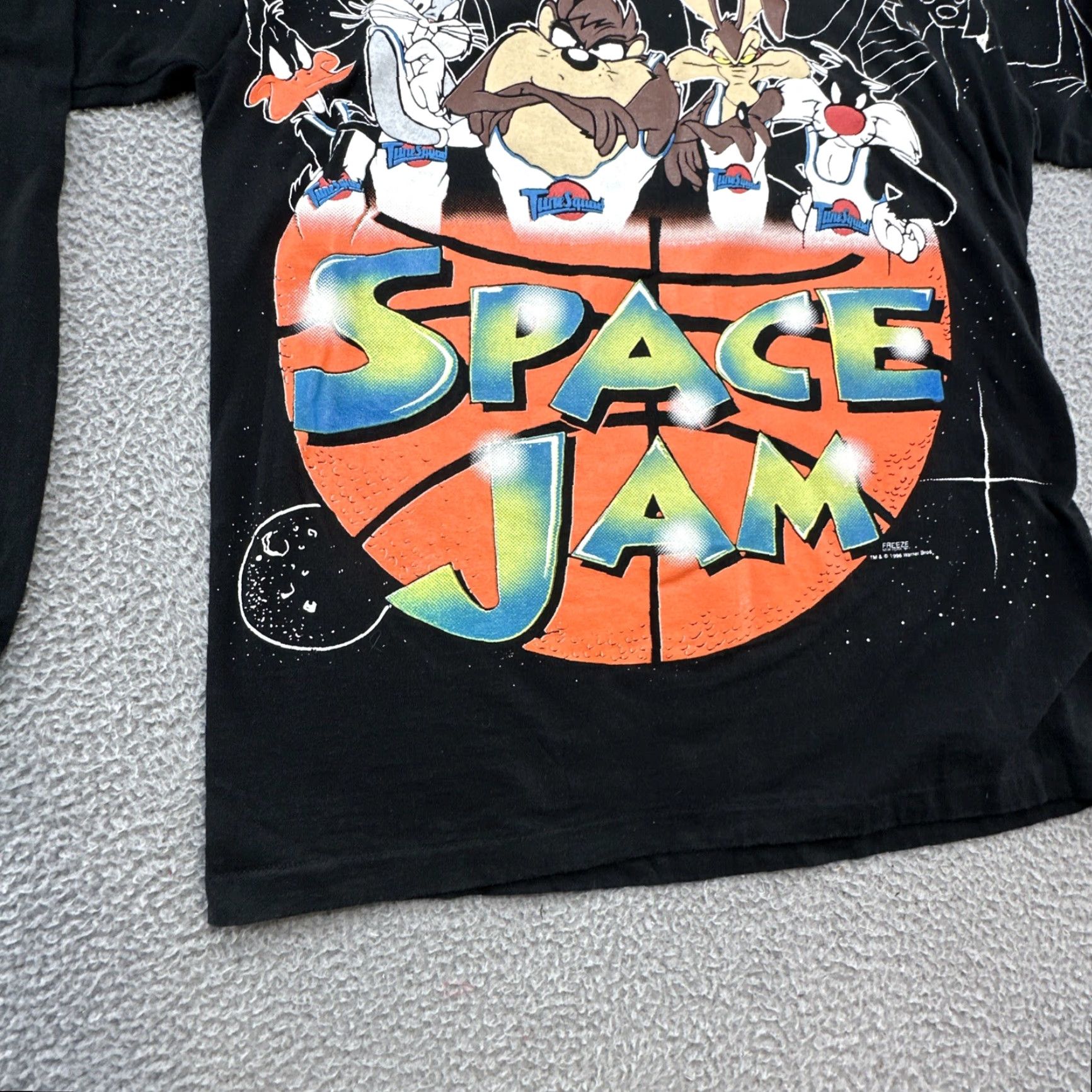 Vintage VTG Space Jam T-Shirt Long Sleeve Men L Black Cartoon Movie 1996 90s Slim Fit? Size US L / EU 52-54 / 3 - 4 Thumbnail