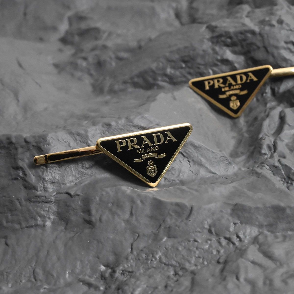 Prada PRADA SET OF 2 LOGO HAIR CLIPS Size ONE SIZE - 5 Thumbnail