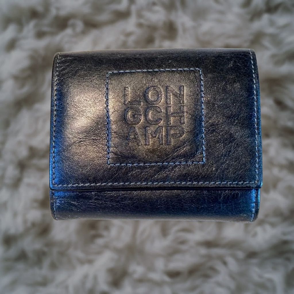Longchamp Longchamp Wallet Mini Dark Blue Cowhide Tri-Fold Compact Limited Edition VHTF De Size ONE SIZE - 1 Thumbnail