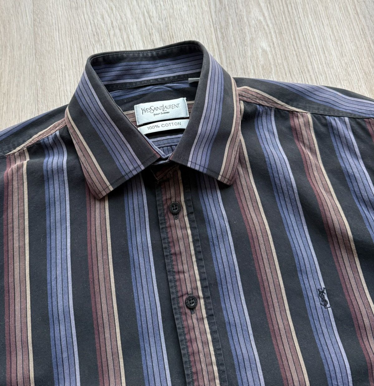 Yves Saint Laurent Vintage YSL Yves Saint Laurent Striped Button Up Shirt Size US L / EU 52-54 / 3 - 3 Thumbnail