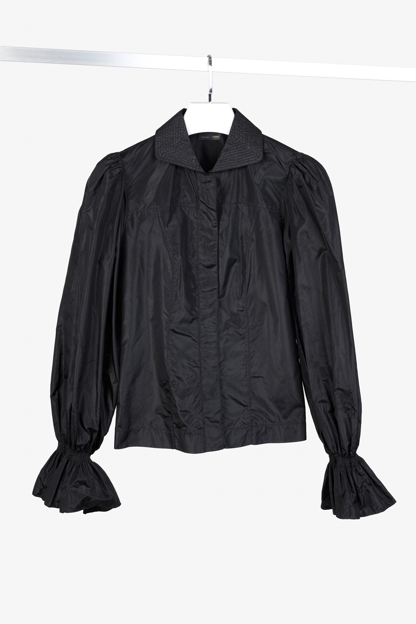 Fendi Fendi 1940s Style Black Nylon Dramatic Sleeve Blouse Size M / US 6-8 / IT 42-44 - 1 Thumbnail