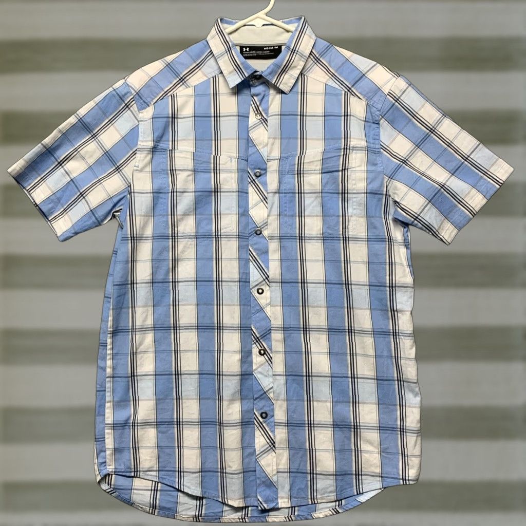 Under Armour Under Armour Men's M Fitted Short Sleeve Plaid Button-Up Collar Casual Shirt Size US M / EU 48-50 / 2 - 1 Thumbnail