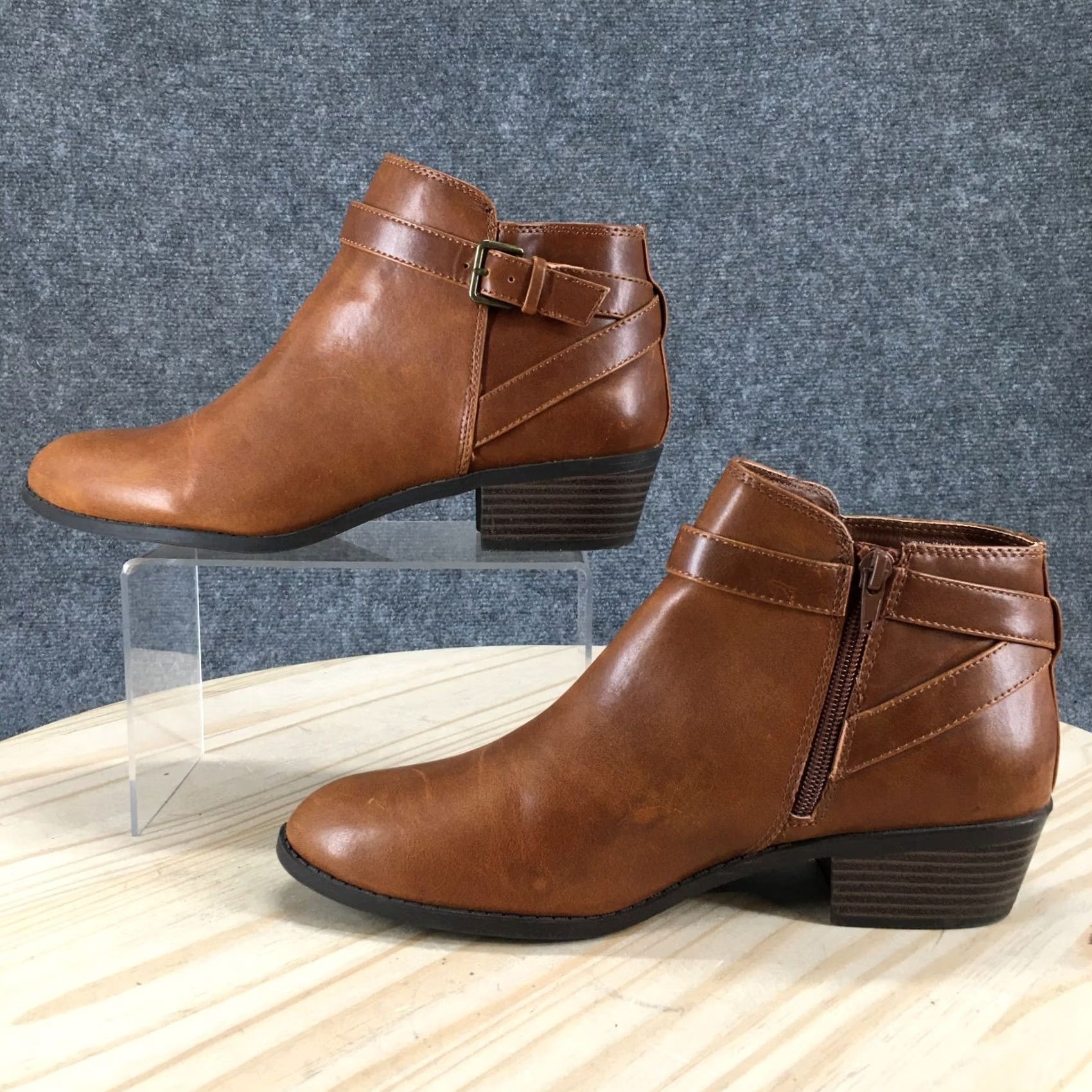 American Eagle Outfitters American Eagle Boots Womens 9.5 Ankle Bootie Brown Faux Leather Casual Block Size US 10 / IT 40 - 2 Thumbnail
