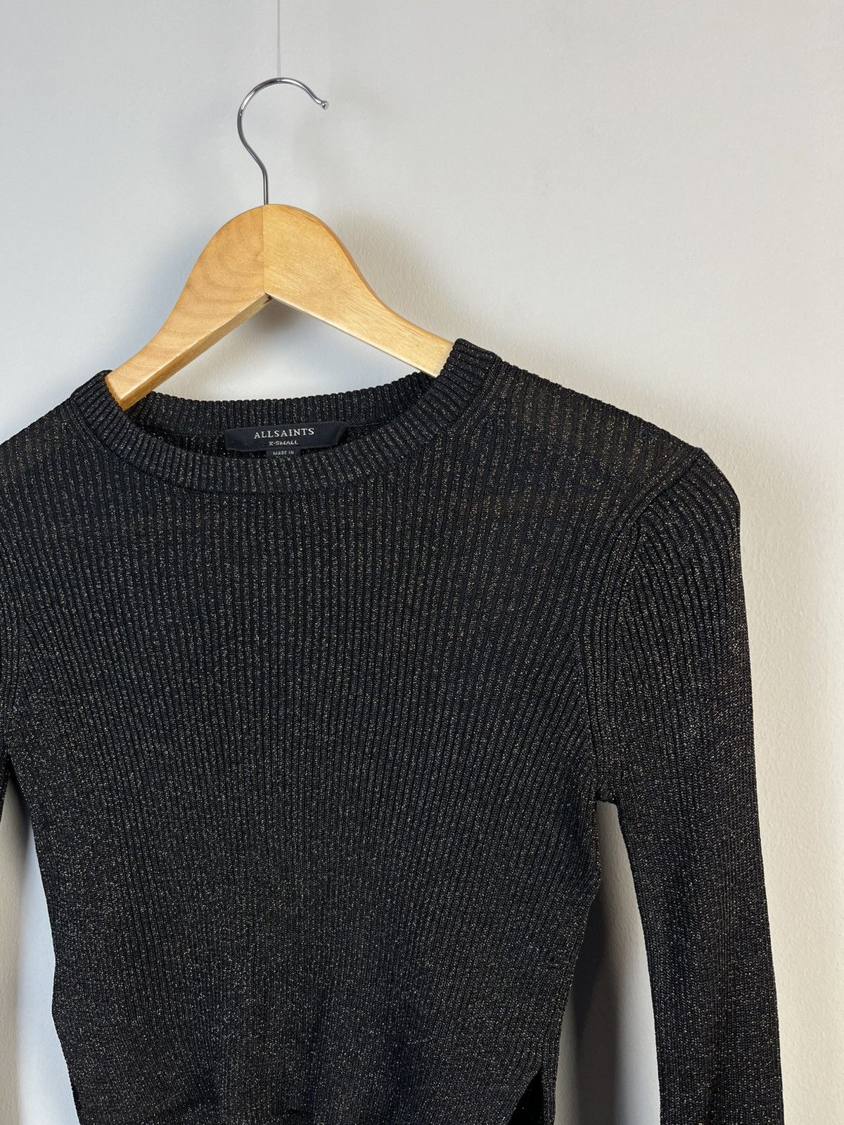 Allsaints Allsaints Shine Viscose Long Sleeve Crop Top Size XS / US 0-2 / IT 36-38 - 3 Thumbnail