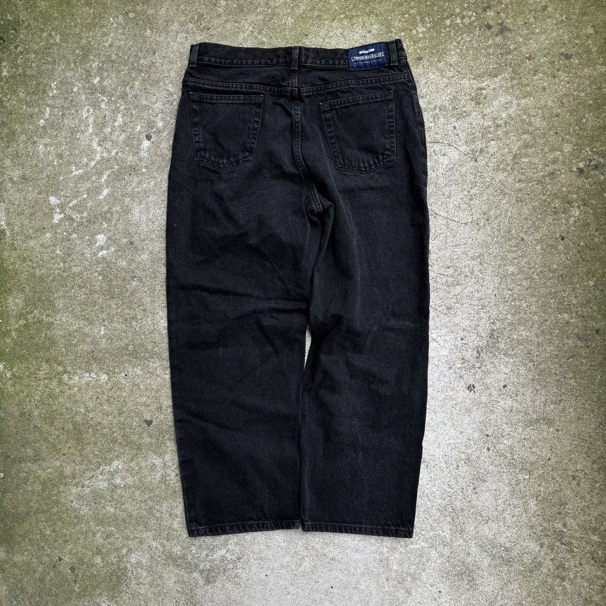 Vintage Y2K Baggy Wide Leg Black Denim Skater Jeans Size 34" / US 12 / IT 48 - 2 Thumbnail