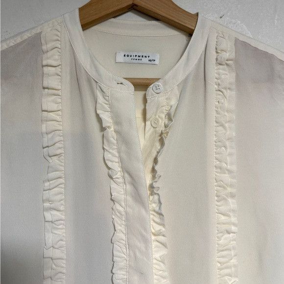 Equipment Equipment Femme Ivory Ruffle Trim Sleeveless Blouse XS Size XS / US 0-2 / IT 36-38 - 4 Thumbnail