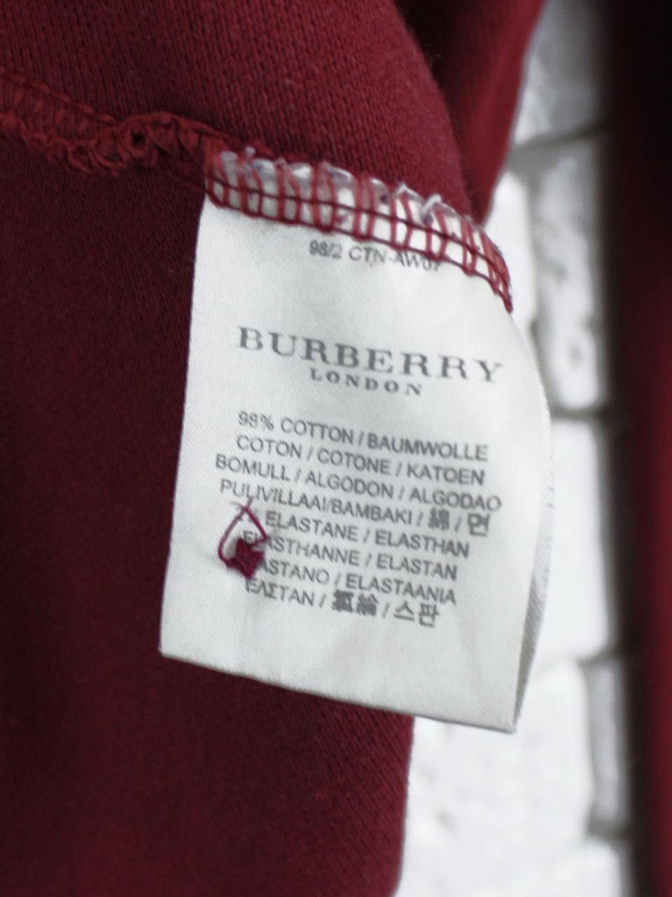 Burberry Burberry London Burgundy Polo Placket Long Sleeve Vintage Size US XL / EU 56 / 4 - 5 Thumbnail