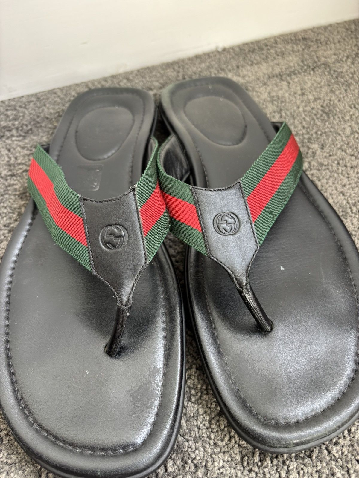 Gucci Gucci Leather Web Thong Sandal Size US 13 / EU 46 - 7 Thumbnail