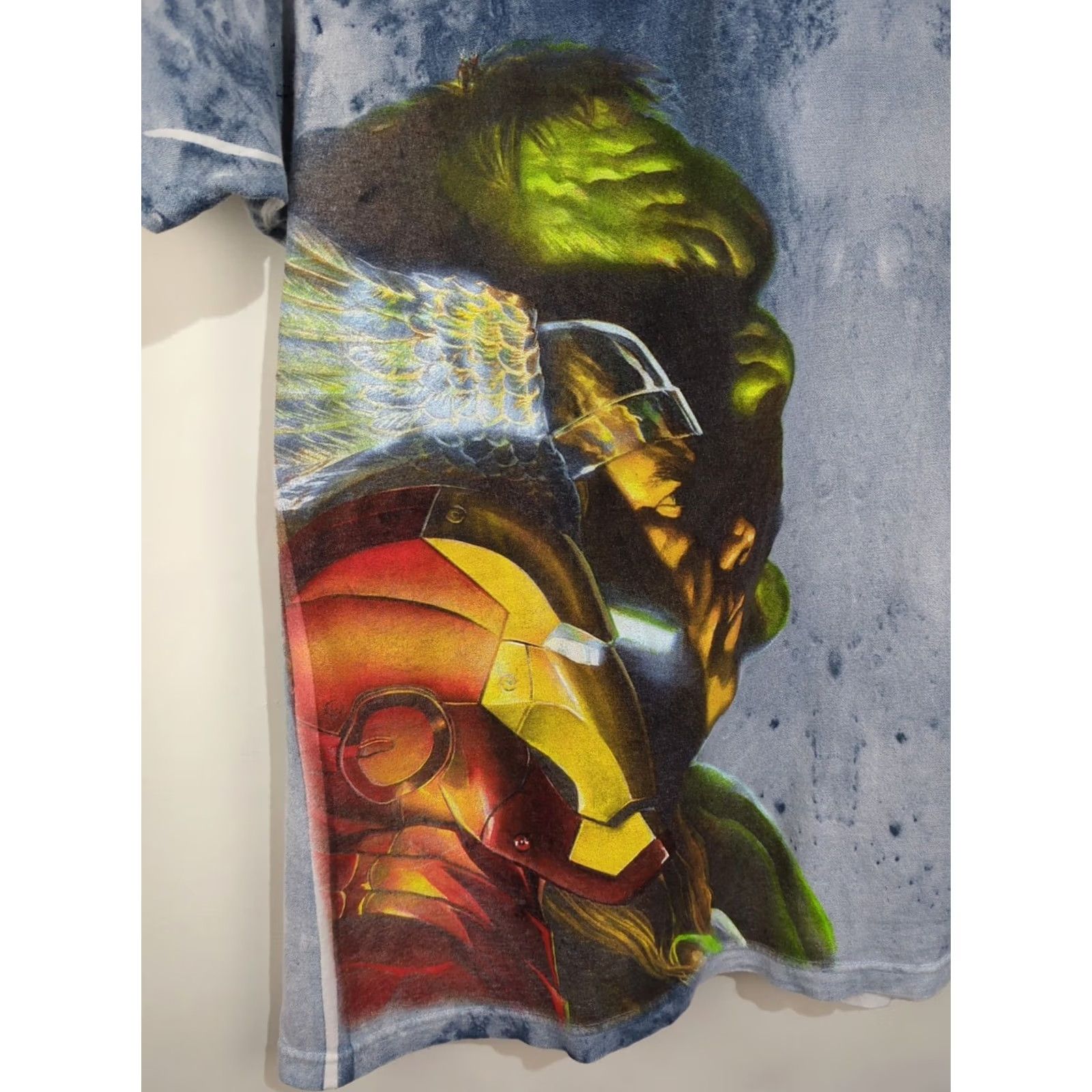 Vintage VINTAGE Marvel Avengers T-Shirt 2XL Blue Tie Dye Iron Man Thor Hulk Profiles Shirt Mens Regular Short Sleeve Graphic Print Marvel Universe Size US XXL / EU 58 / 5 - 6 Thumbnail