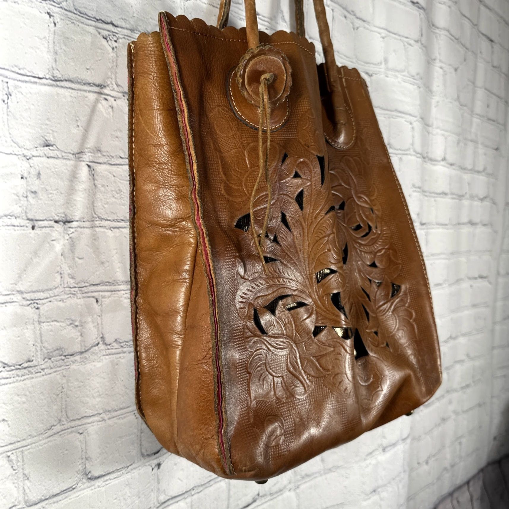Patricia Nash Patricia Nash Leather CAVO Tote Bag Purse Boho Hobo Large Brown Floral Distressed Designer Western CAVO Womens Size ONE SIZE - 5 Thumbnail