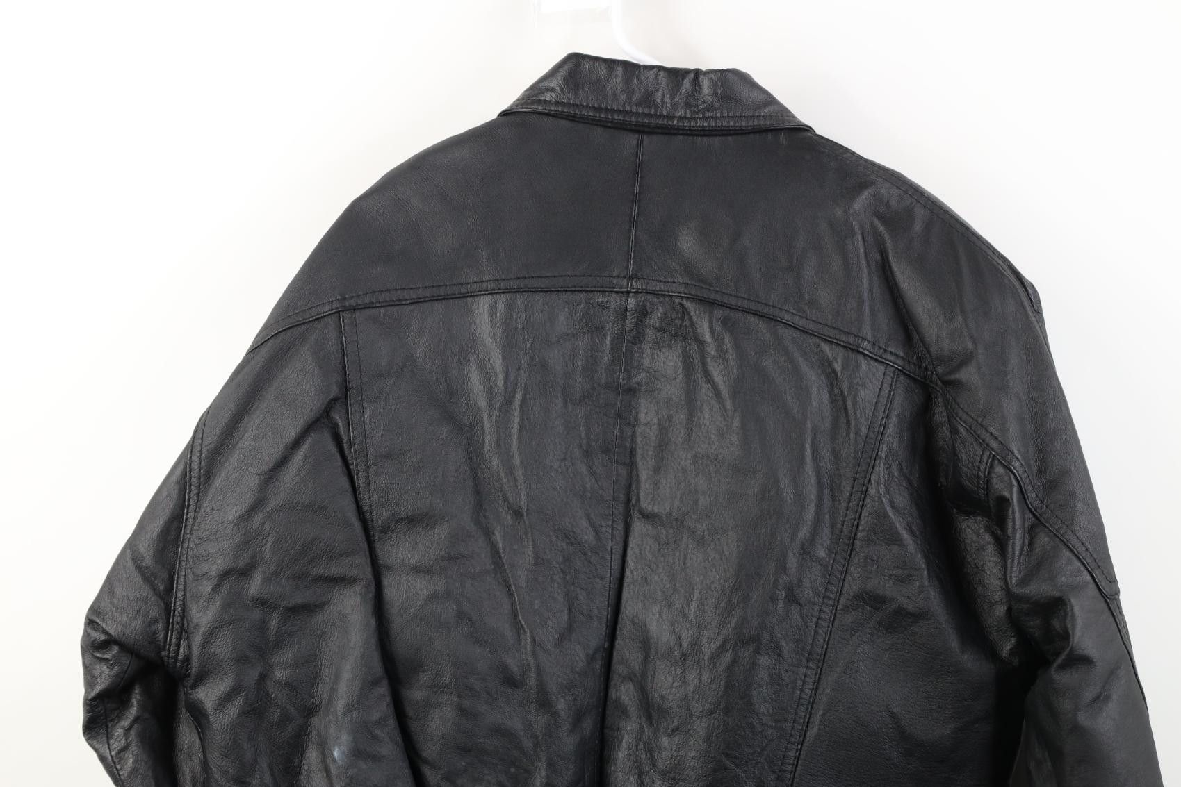 Vintage Vintage 90s Streetwear Leather Flight Bomber Jacket Black Size US XL / EU 56 / 4 - 16 Thumbnail
