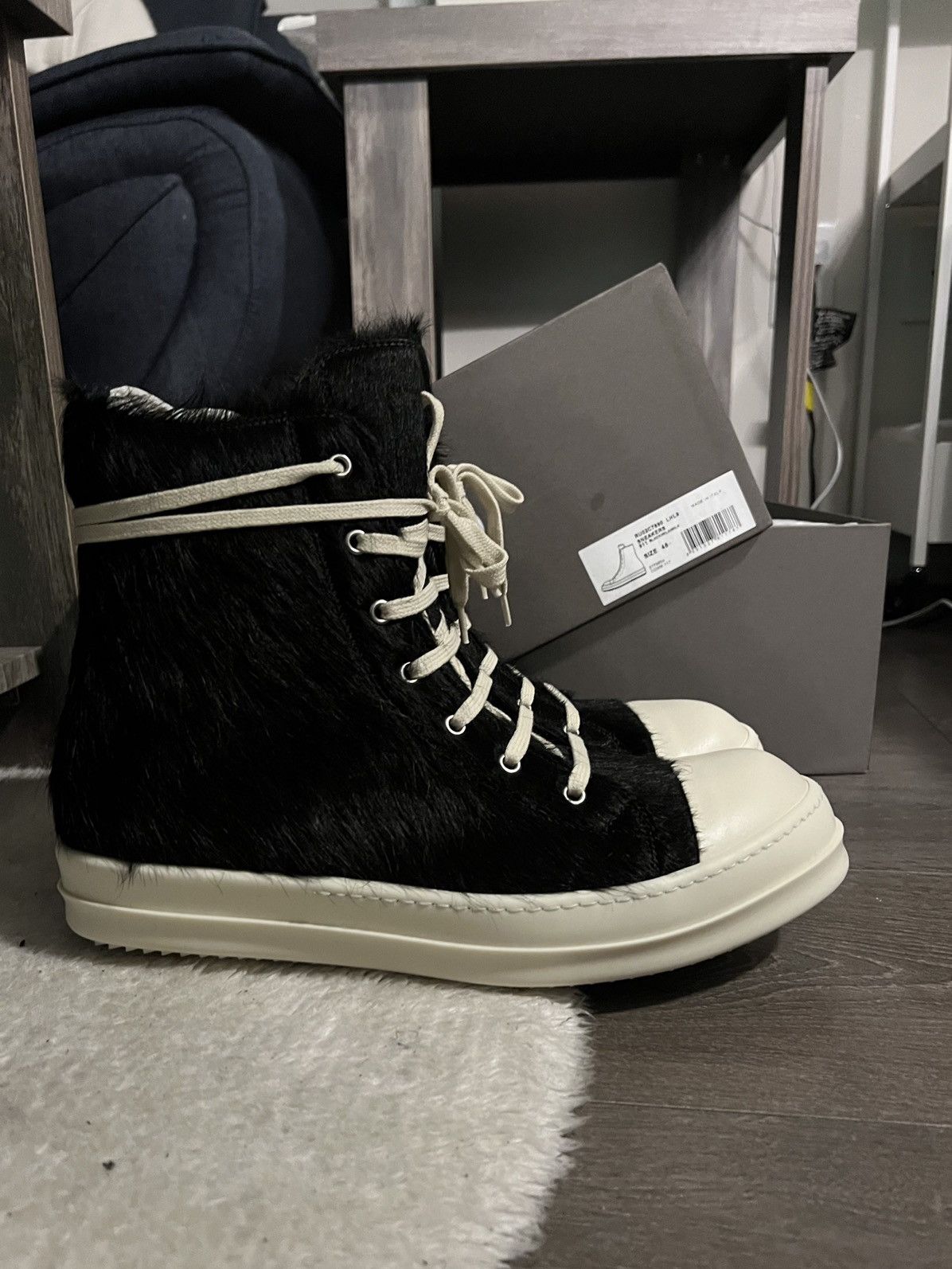 Rick Owens Drkshdw Rick Owens Ramones Strobe High Black Pony Size 45 Size US 11.5 / EU 44-45 - 6 Thumbnail