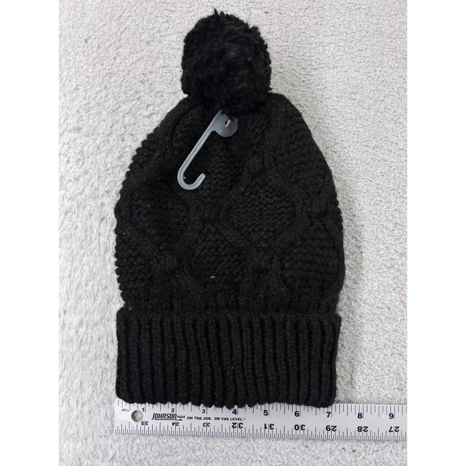 Old Navy Old Navy Beanie Womens One Size Black Knit Acrylic Polyester Blend Pom Toque Size ONE SIZE - 3 Thumbnail