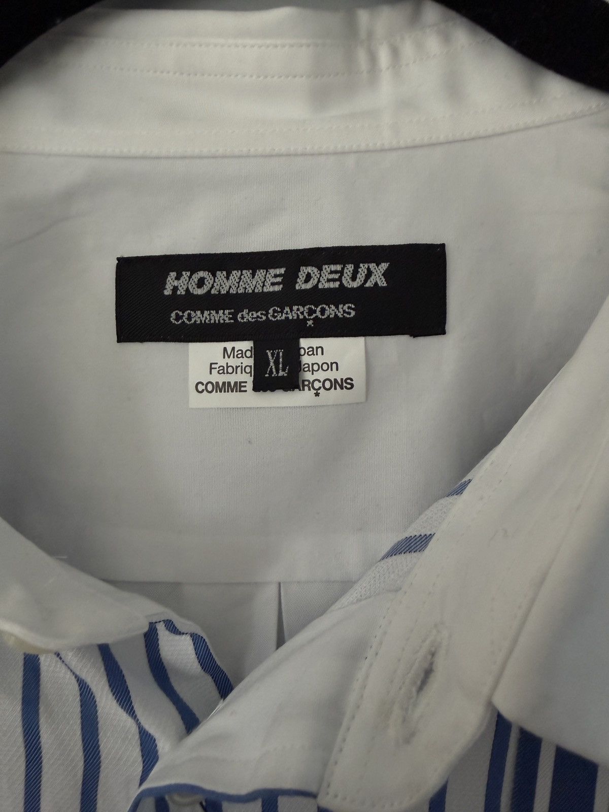 Comme des Garcons Homme Deux Comme des Garçons White & Blue Striped Button Up Size US XL / EU 56 / 4 - 3 Thumbnail
