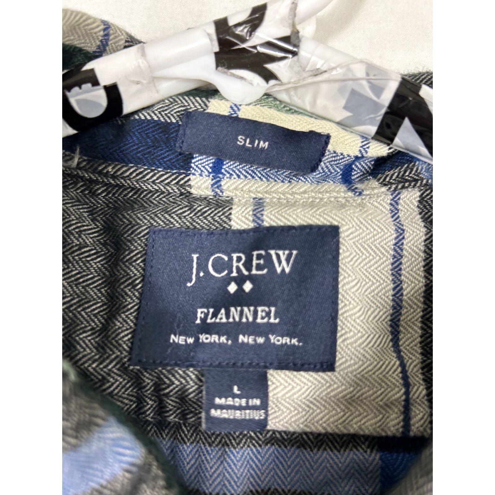 J.Crew J.CREW Shirt Mens Large Blue Plaid Flannel 100% Cotton Button-Up Slim Fit Long Sleeve Size US L / EU 52-54 / 3 - 7 Thumbnail