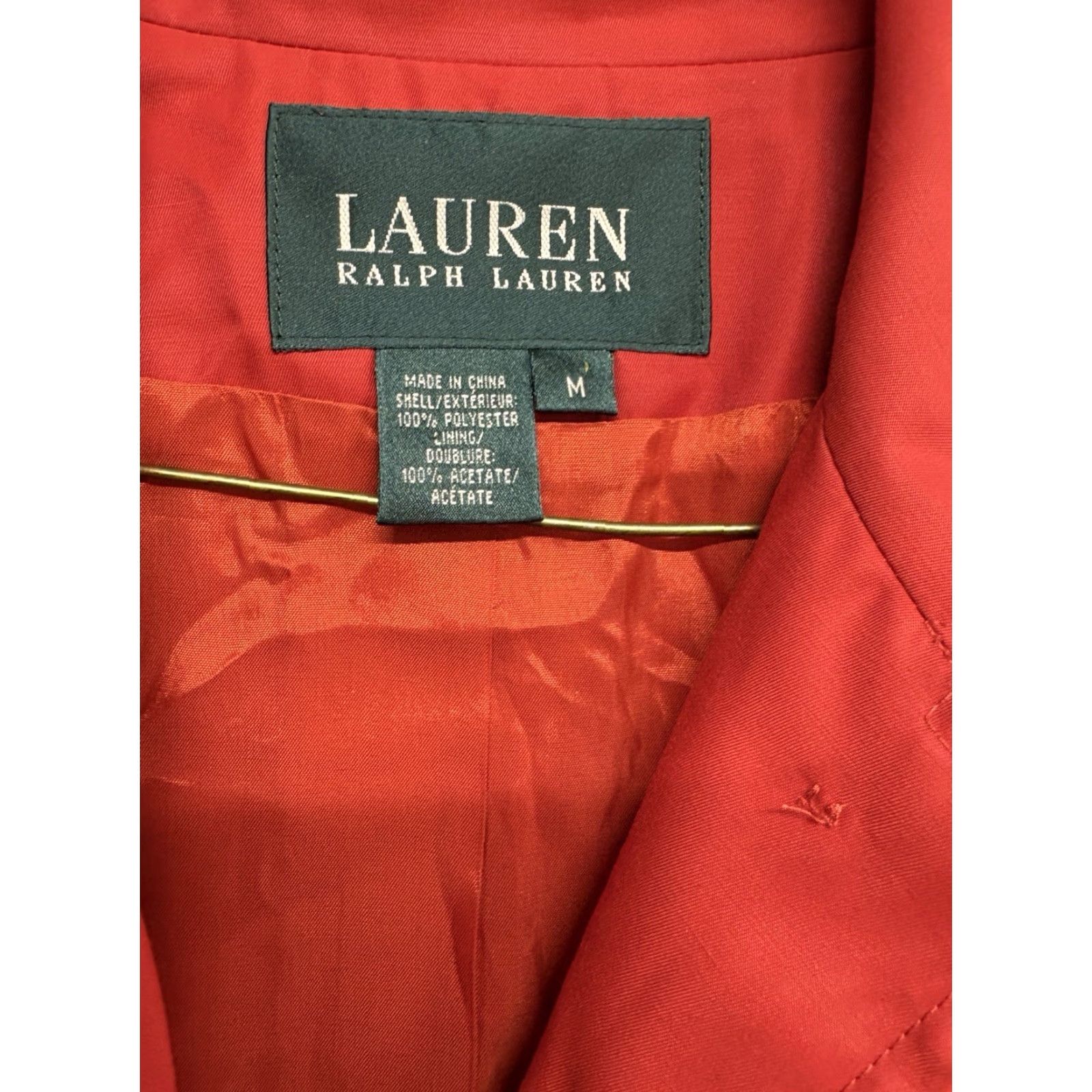 Ralph Lauren Lauren by Ralph Lauren Women M Red Trench Coat Button Closure Solid Long Lightweight Pockets Polyester Size M / US 6-8 / IT 42-44 - 6 Thumbnail