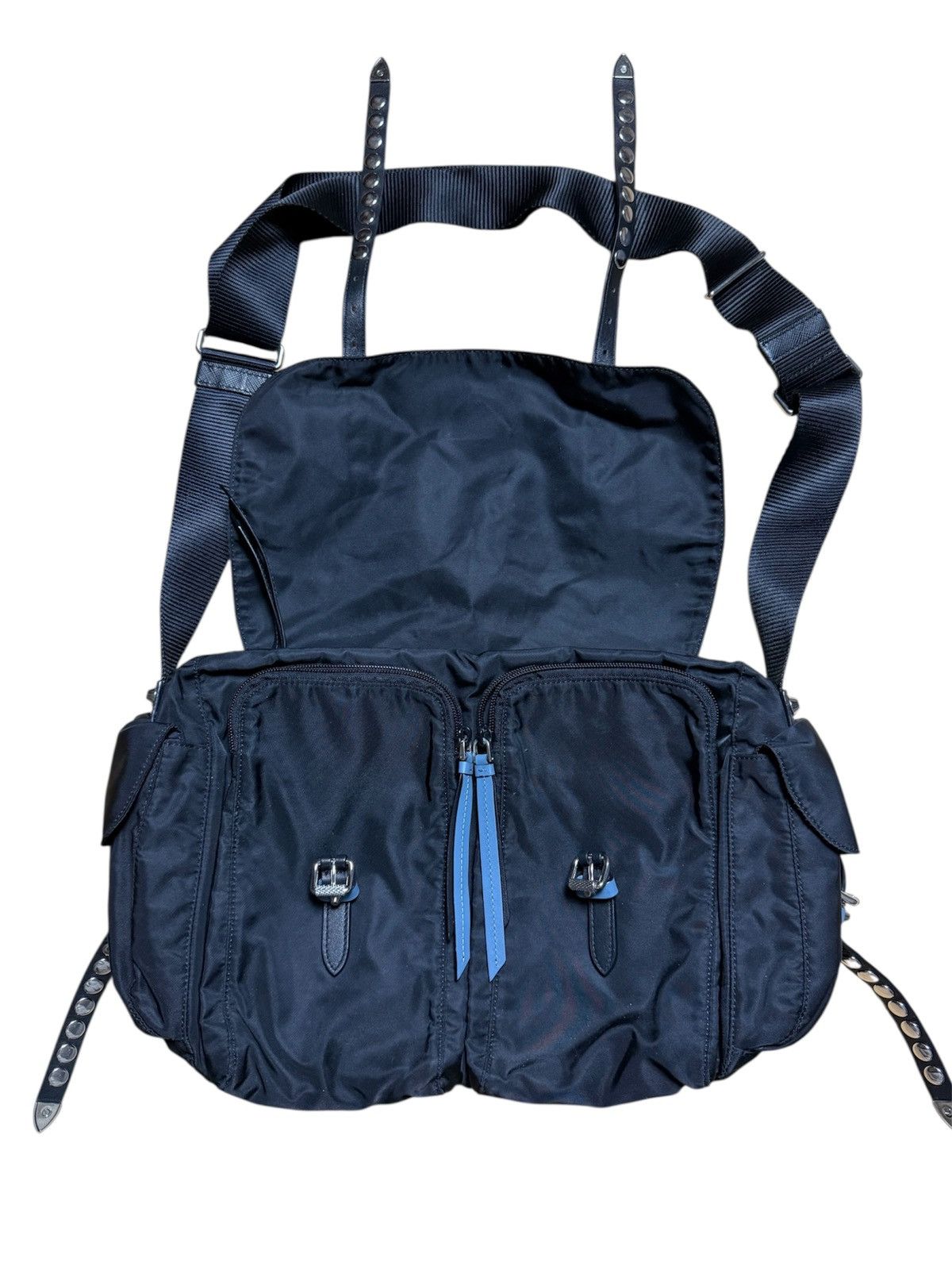 Prada Nylon Vela Studded Messenger Bag Size ONE SIZE - 3 Thumbnail