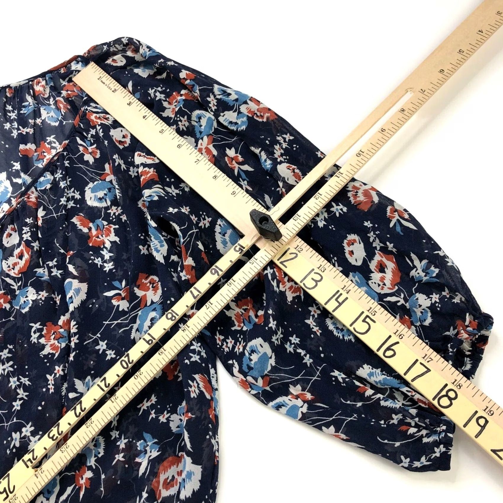 Joie Joie Blouse Womens Medium Floral Chiffon Peasant Sheer Pullover Size M / US 6-8 / IT 42-44 - 6 Thumbnail