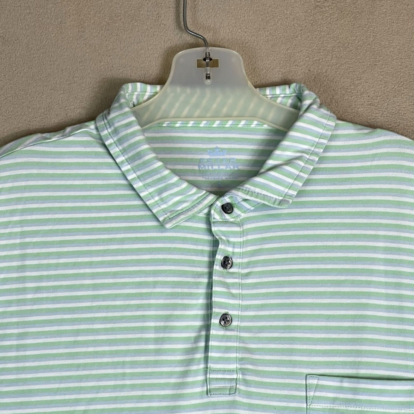 Peter Millar Peter Millar Polo Shirt Mens L Green Striped Crown Crafted Golf Performance Shirt Size US L / EU 52-54 / 3 - 2 Thumbnail