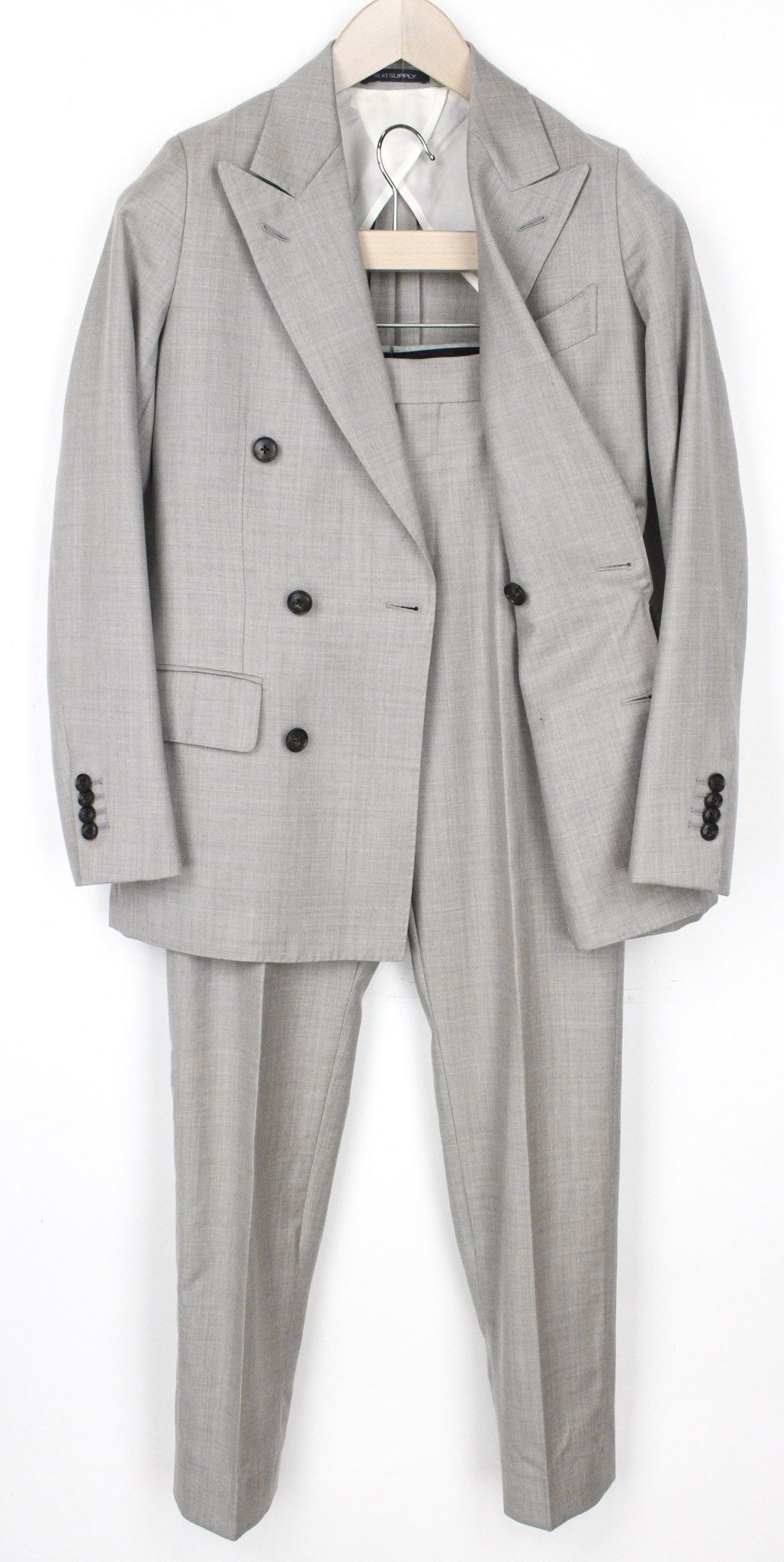 image of Suitsupply La Spalla Uk30R Light Brown Two-Row Slim Wool Suit 72248, Men's (Size 34S)