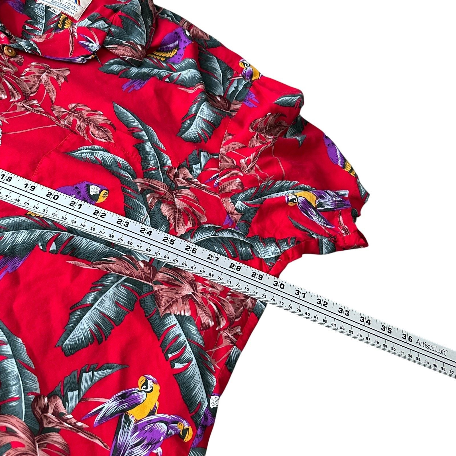 Paradise Found Paradise Found Hawaiian Shirt Mens 2XL Jungle Bird Red Rayon Size US XXL / EU 58 / 5 - 8 Thumbnail