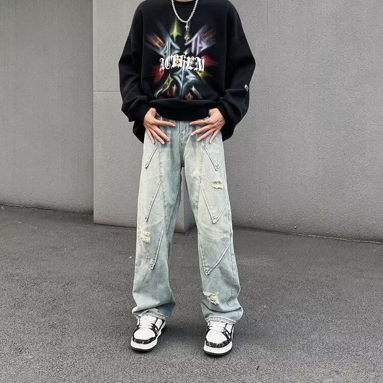 Japanese Brand × Jean Retro loose ripped high street jeans Size US 32 / EU 48 - 1 Thumbnail