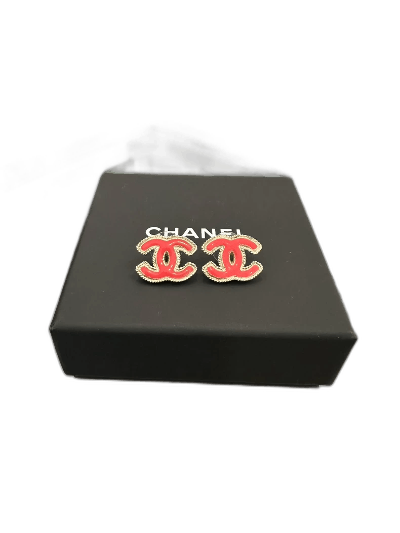 Chanel Pink Double C Stud Earrings