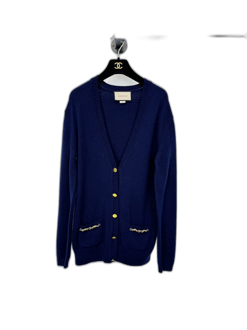 Gucci Gucci Cashmere Cardigan with Chain Detail Size S / US 4 / IT 40 - 1 Thumbnail