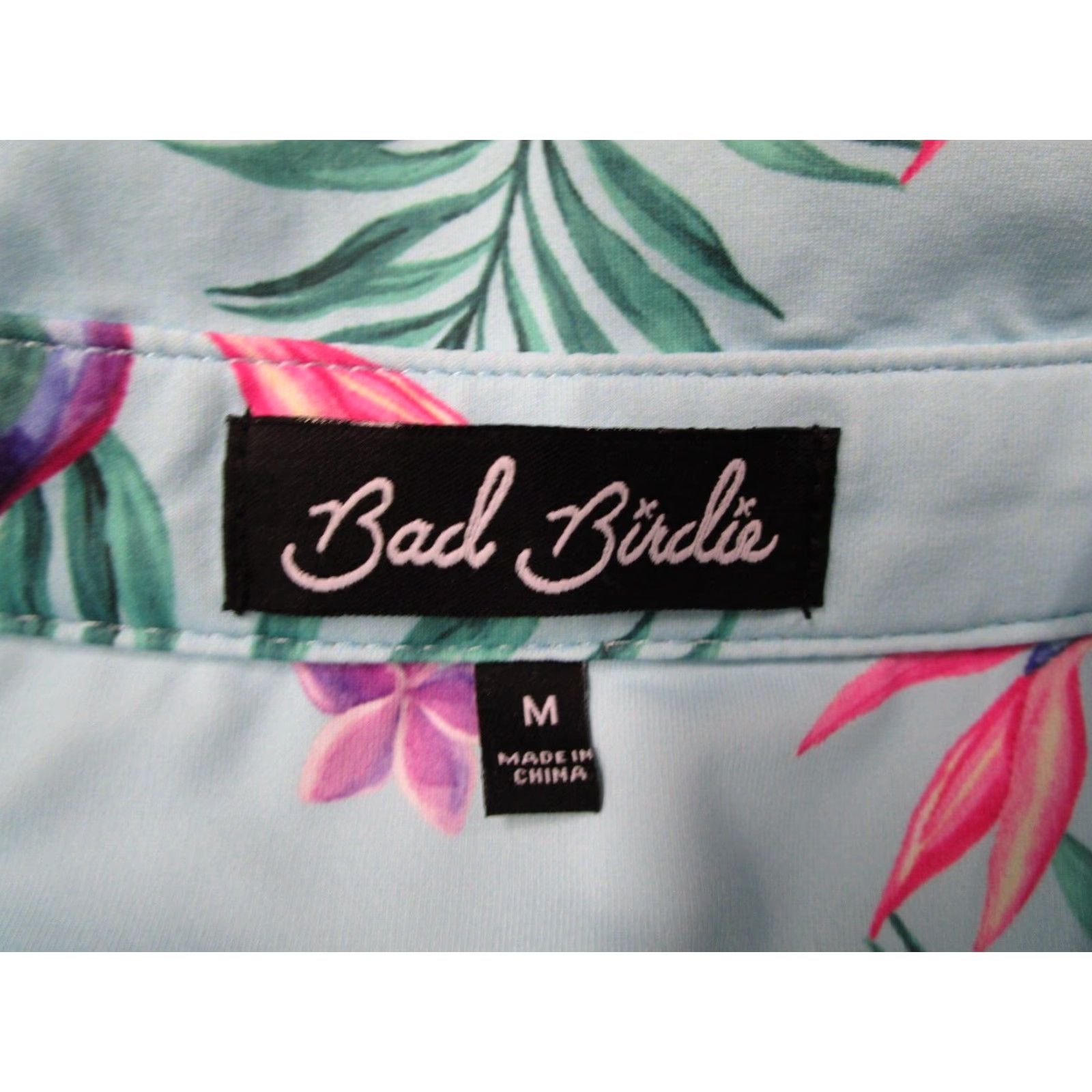 Vintage BAD BIRDIE Polo Shirt Mens Medium Blue Floral Golf Polo Hawaiian Performance Size US M / EU 48-50 / 2 - 3 Thumbnail