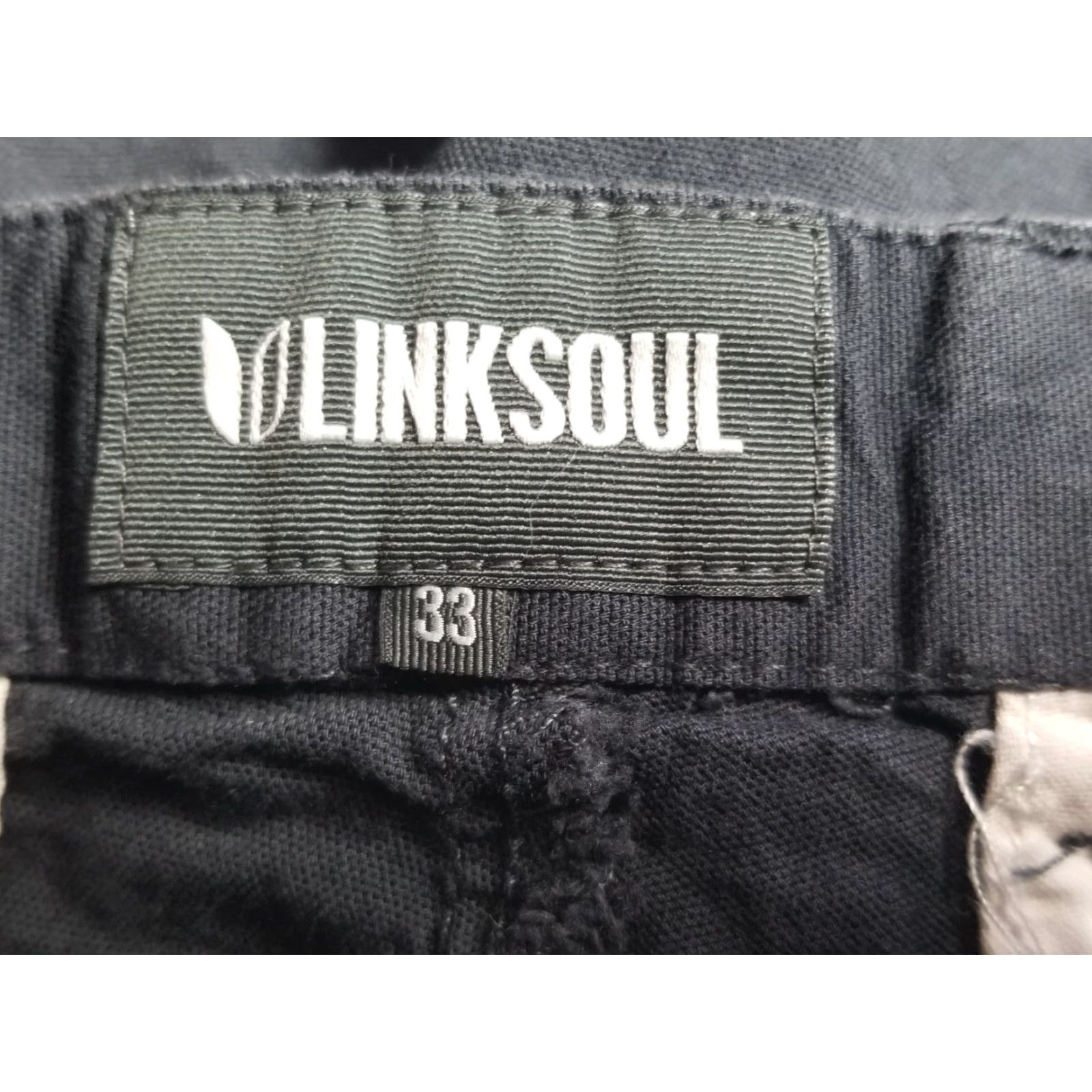 Vintage Linksoul Shorts Men's 33 Chino Flat Front Black Button Pockets Knit Lightweight Casual Outdoor Size US 33 - 6 Thumbnail