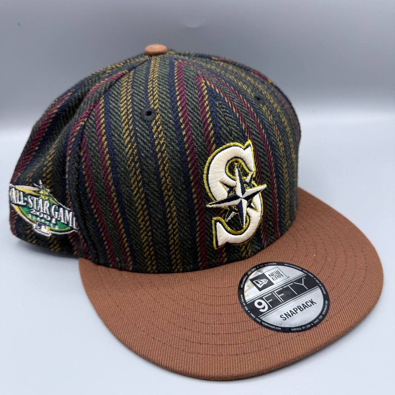 New Era Seattle Mariners Hat Men Vintage Herringbone Snap Back Cap Size ONE SIZE - 1 Thumbnail