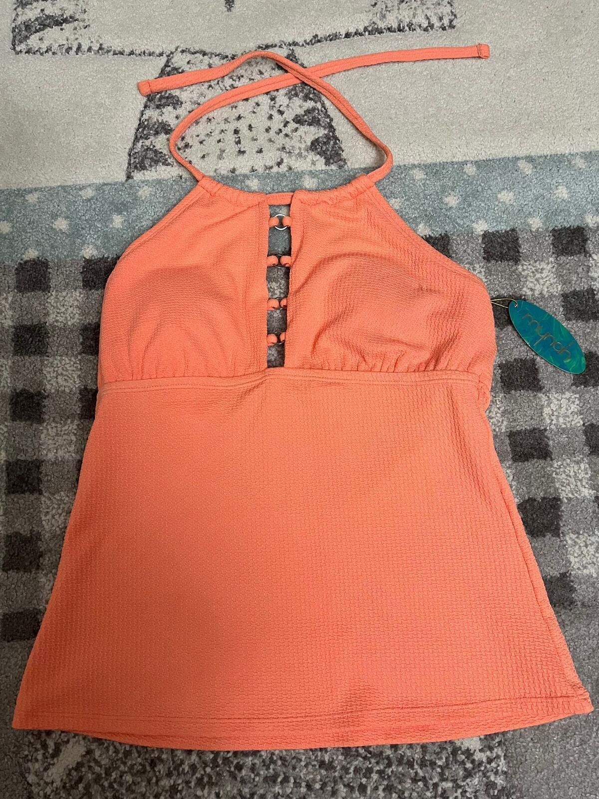 Other NWT Mynah Size Med Peach Textured Halter Bikini Swimsuit Top Size ONE SIZE - 2 Thumbnail