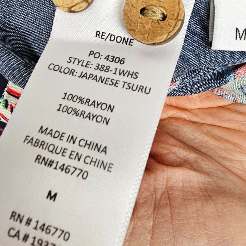 RE/DONE Re/DoneWomens Japanes Tsuru Hawaiian Crane Shirt Size M Bird Size M / US 6-8 / IT 42-44 - 8 Thumbnail