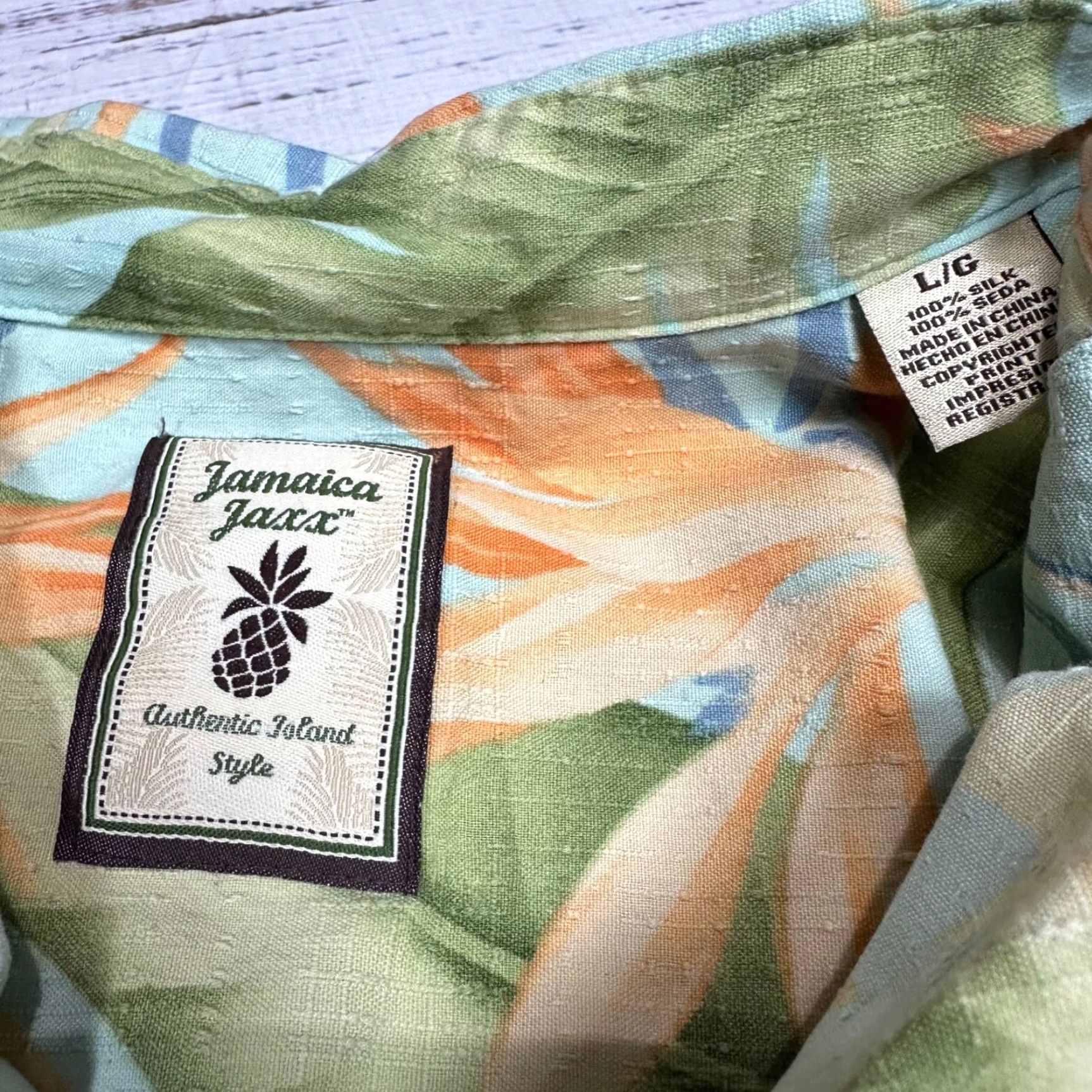 Vintage Jamaica Jaxx Mens Silk Short Sleeve Button-Up Hawaiian Shirt Sz L Green Floral Size US L / EU 52-54 / 3 - 6 Thumbnail