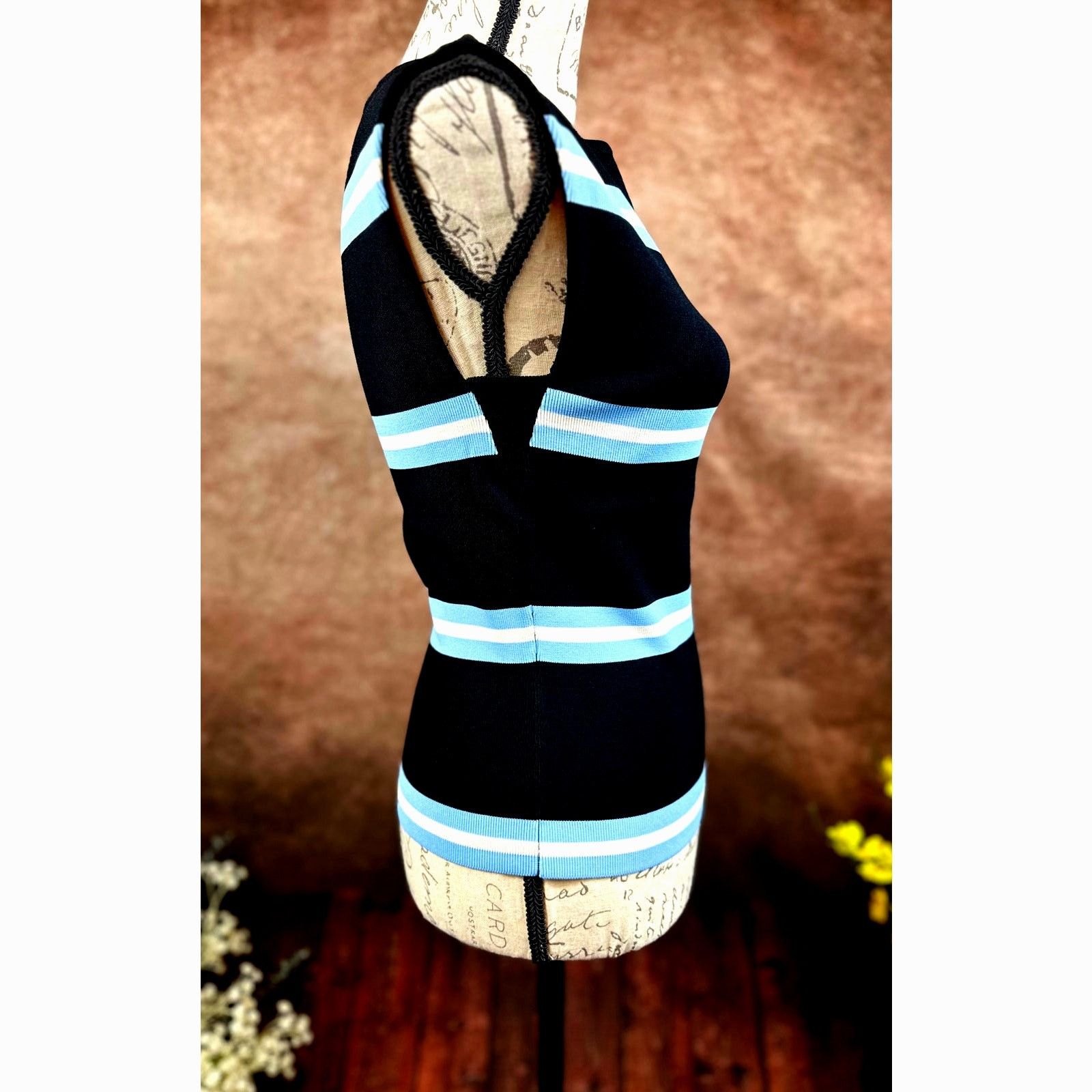 Tanya Taylor Tanya Taylor Zanita Stretch Top Black Horizon Blue Chalk XS Size XS / US 0-2 / IT 36-38 - 10 Thumbnail