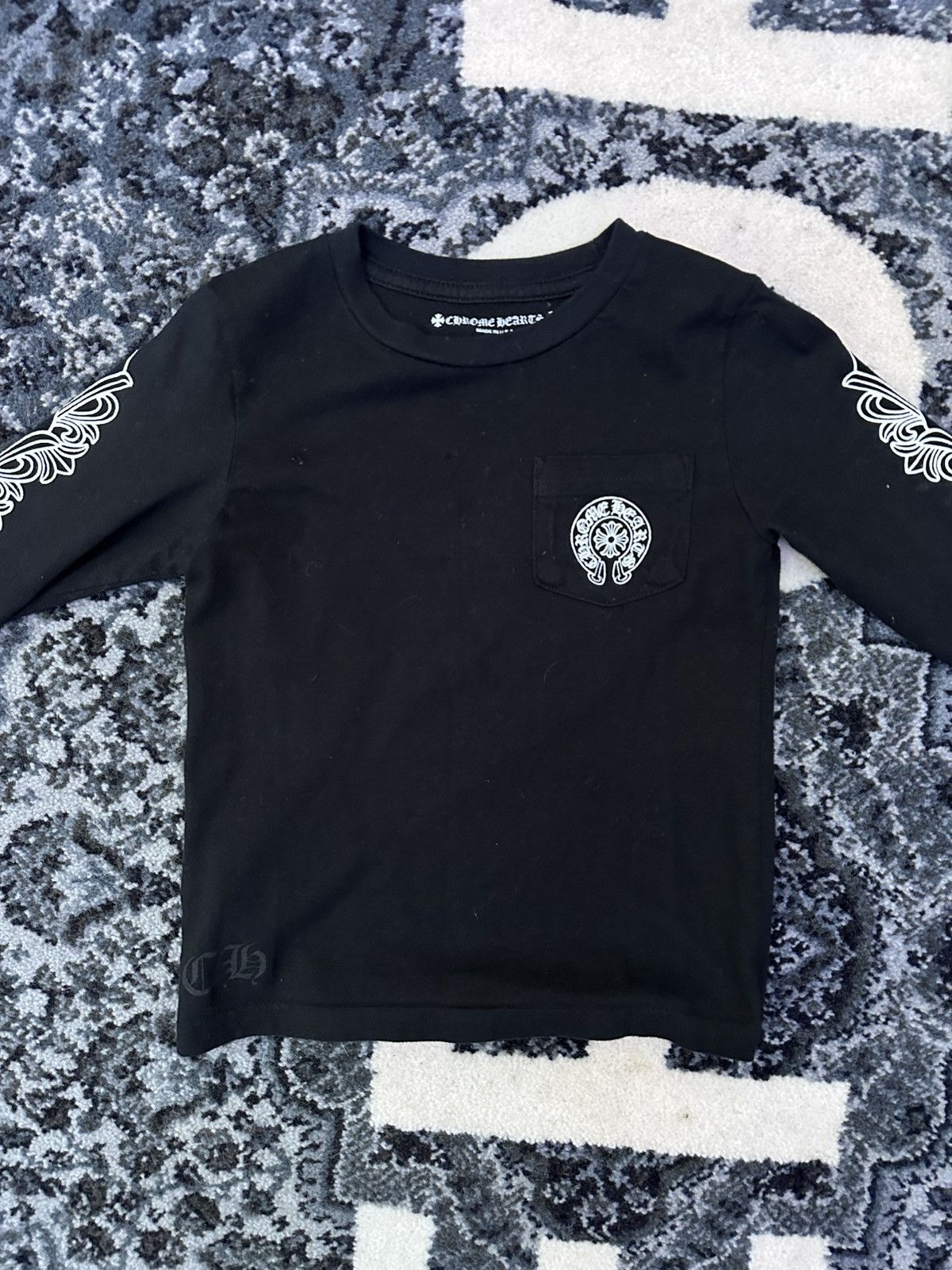 Chrome Hearts Chrome Hearts Kids Horseshoe Logo Floral Long Sleeve Tee Size US XXS / EU 40 - 5 Thumbnail