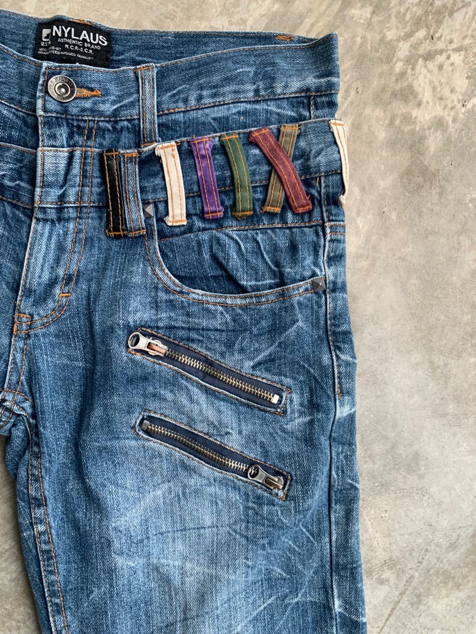 Designer × Japanese Brand Double Waist Crazy Lightning Wash Jeans Size US 32 / EU 48 - 5 Thumbnail