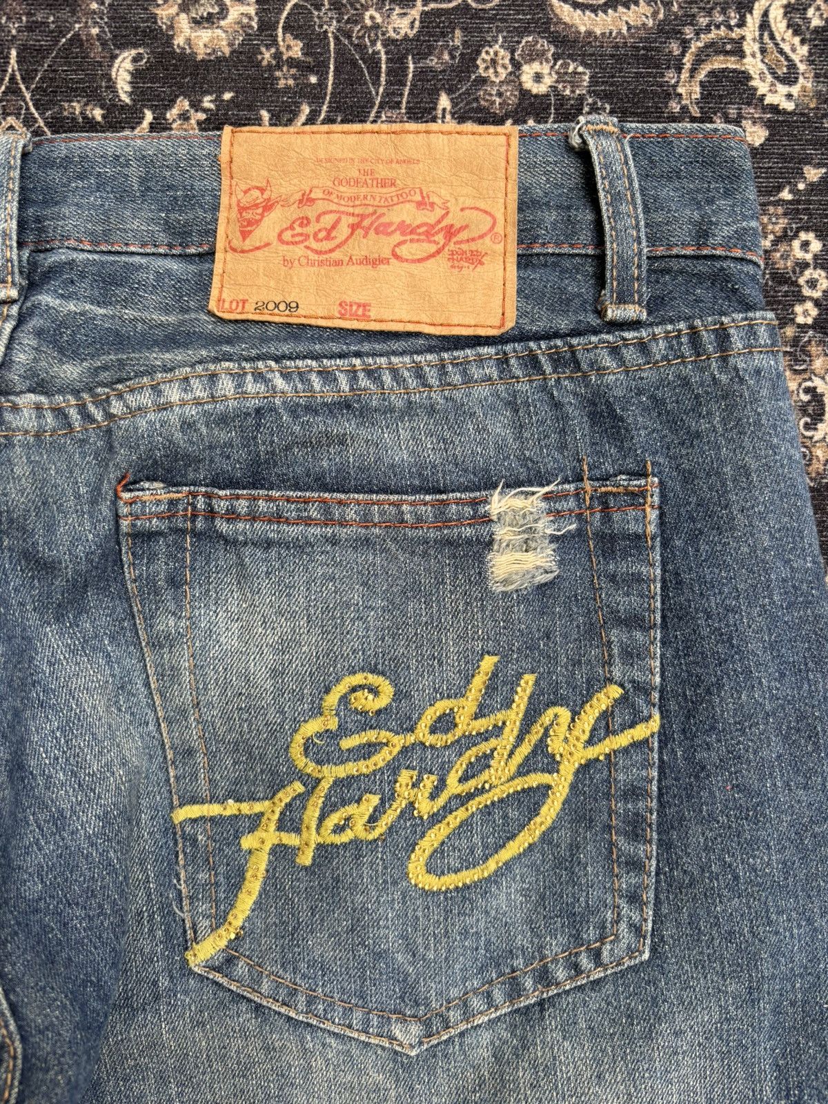 Ed Hardy Ed Hardy By Christian Audigier Embroidery Denim Pants Size US 34 / EU 50 - 8 Thumbnail