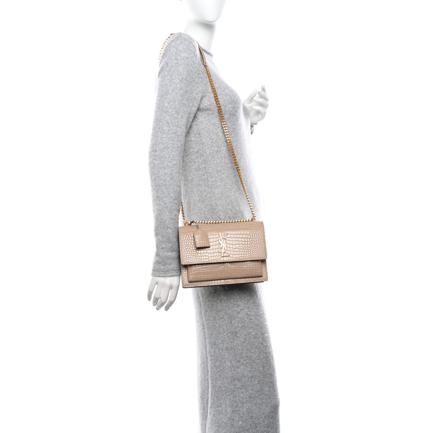 Saint Laurent Paris o1b1hav111024 Size: OS / Sunset Medium Bag in Dark Beige Size ONE SIZE - 9 Thumbnail
