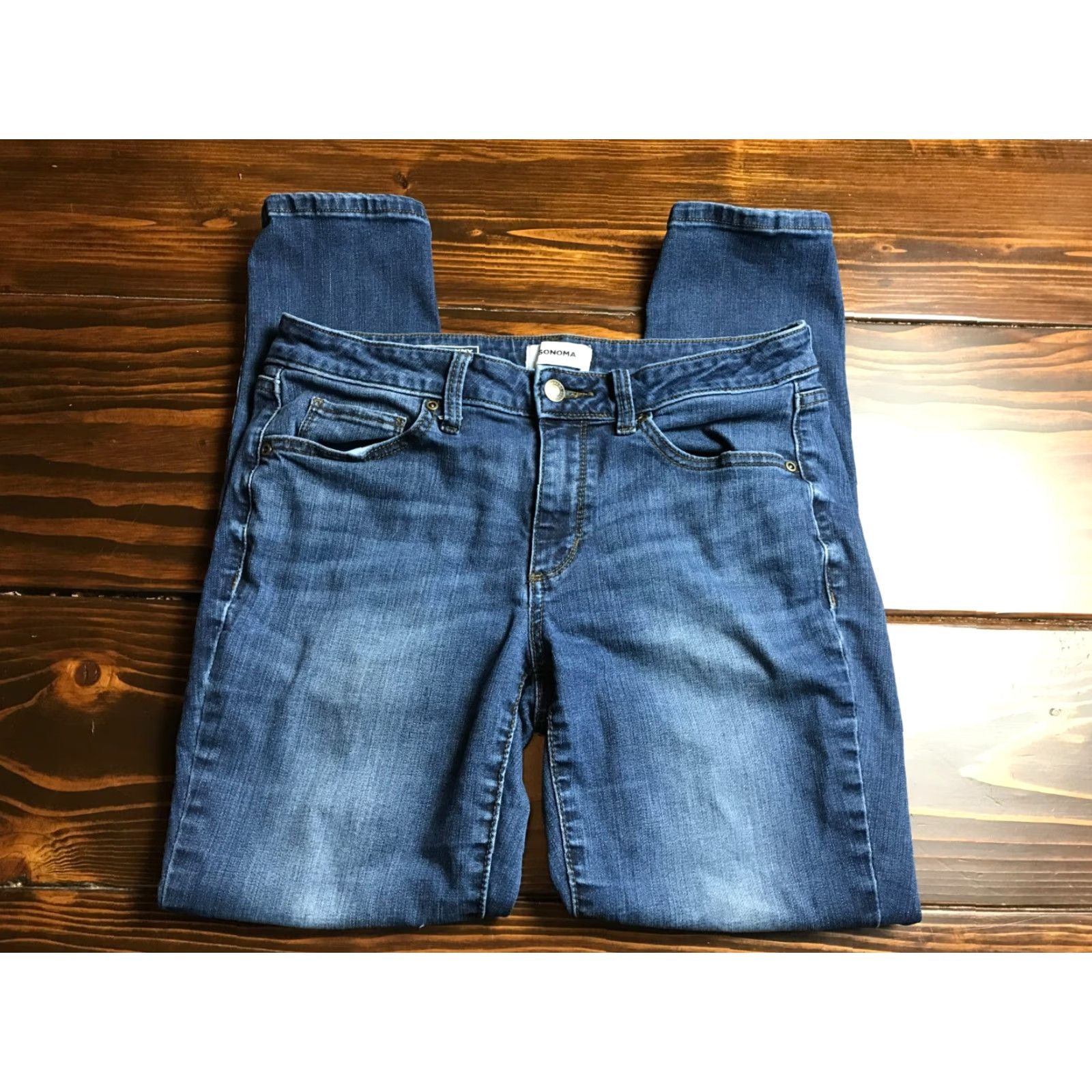 Vintage Sonoma Jeans Women's Size 10 Short Blue Denim Skinny Pockets Size 32" / US 10 / IT 46 - 2 Thumbnail