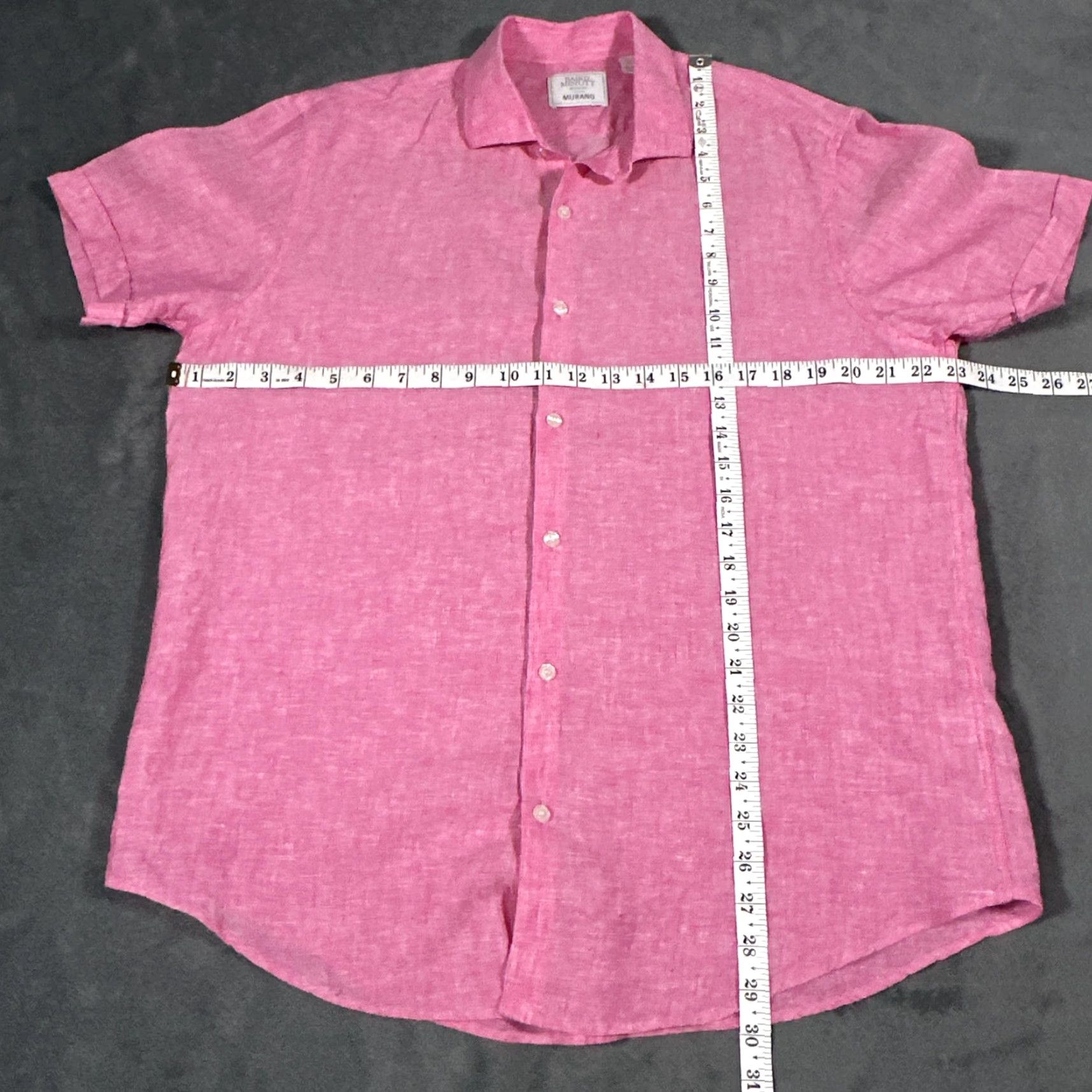 Murano Murano Shirt Mens Large Pink Linen Short Sleeve Button Up Spring Size US L / EU 52-54 / 3 - 7 Thumbnail