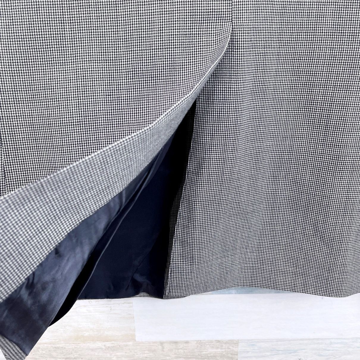 Lands End Worsted Wool Houndstooth Sport Coat Gray 40R