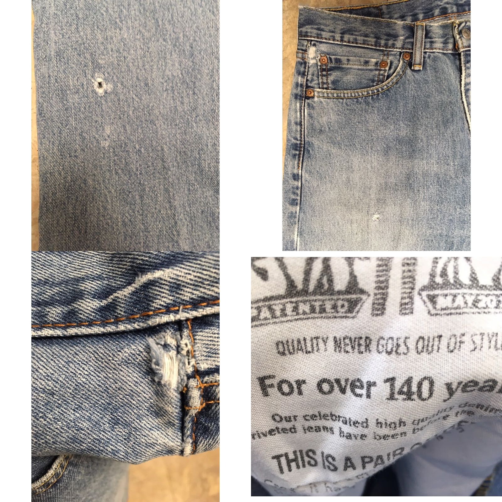 Levi's VINTAGE Levi's 505 Jeans Distressed Straight Leg Jeans Mens Regular 31x32 Blue Denim Distressed 90s Theme Size US 31 - 8 Thumbnail