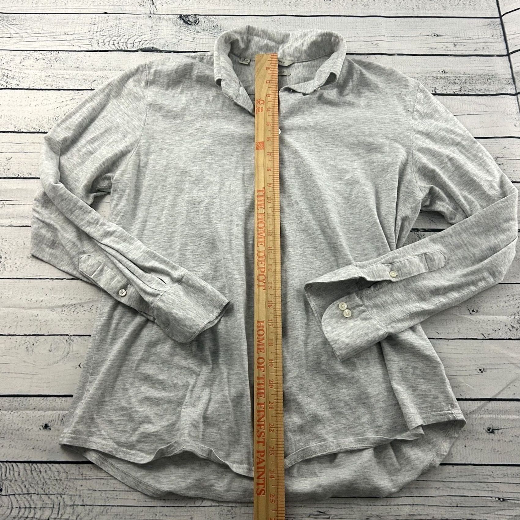 Suitsupply Suitsupply Extra Slim Fit Long Sleeve Button-Up Shirt Men's 39 Gray Size US L / EU 52-54 / 3 - 3 Thumbnail